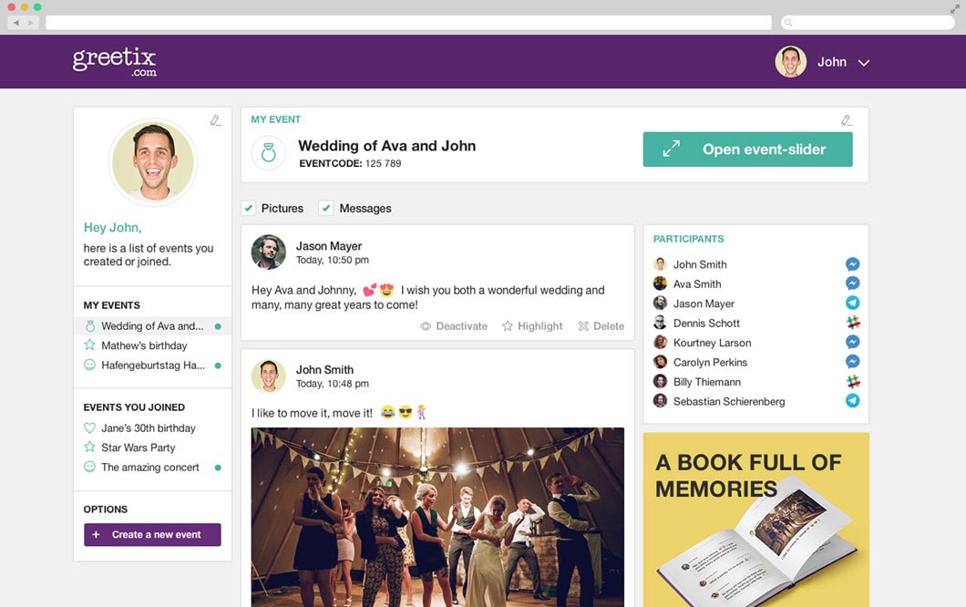 Photo booth app with live slideshow for your event | Greetix